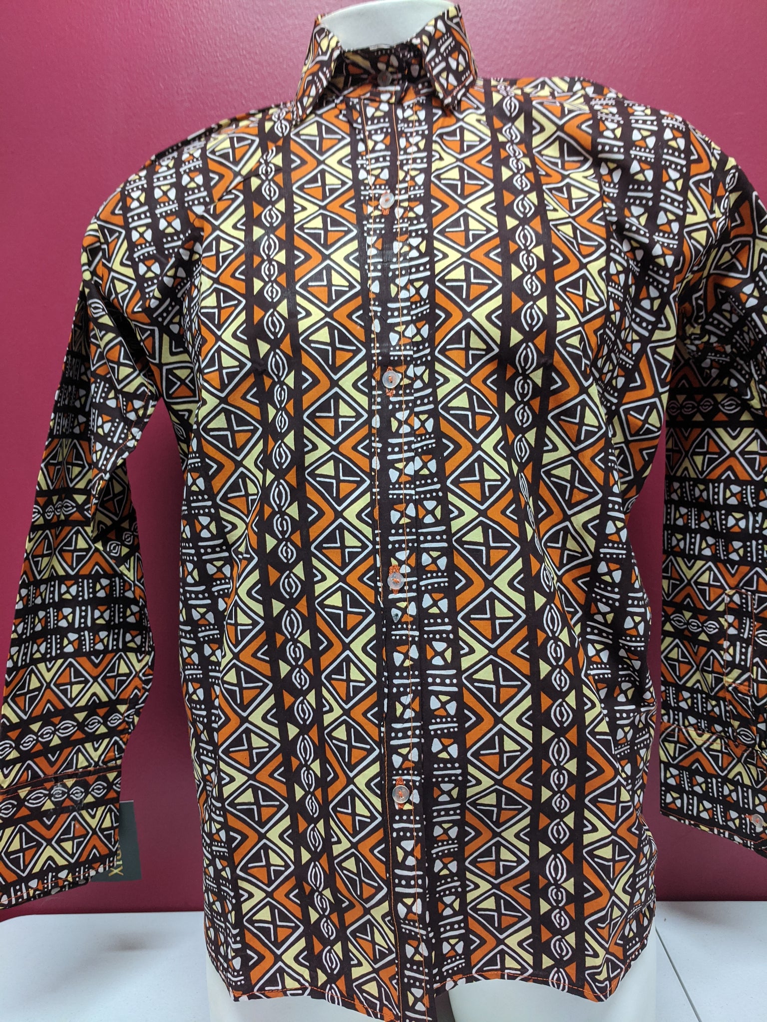 Mens African print dress shirt